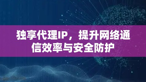 独享代理IP,提升网络通信效率与安全防护 独享代理IP,提升网络通信效率与安全防护