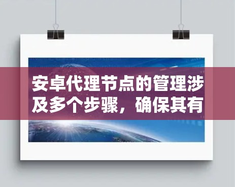 安卓代理节点的管理涉及多个步骤,确保其有效运行和安全性。以下是分步骤的指导 安卓代理节点的管理涉及多个步骤,确保其有效运行和安全性。以下是分步骤的指导